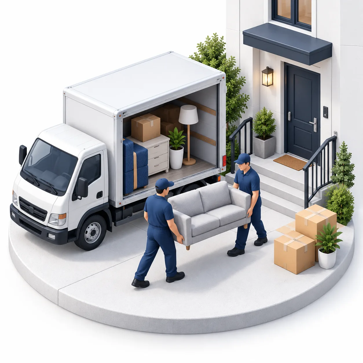 Small move with compact moving truck and furniture