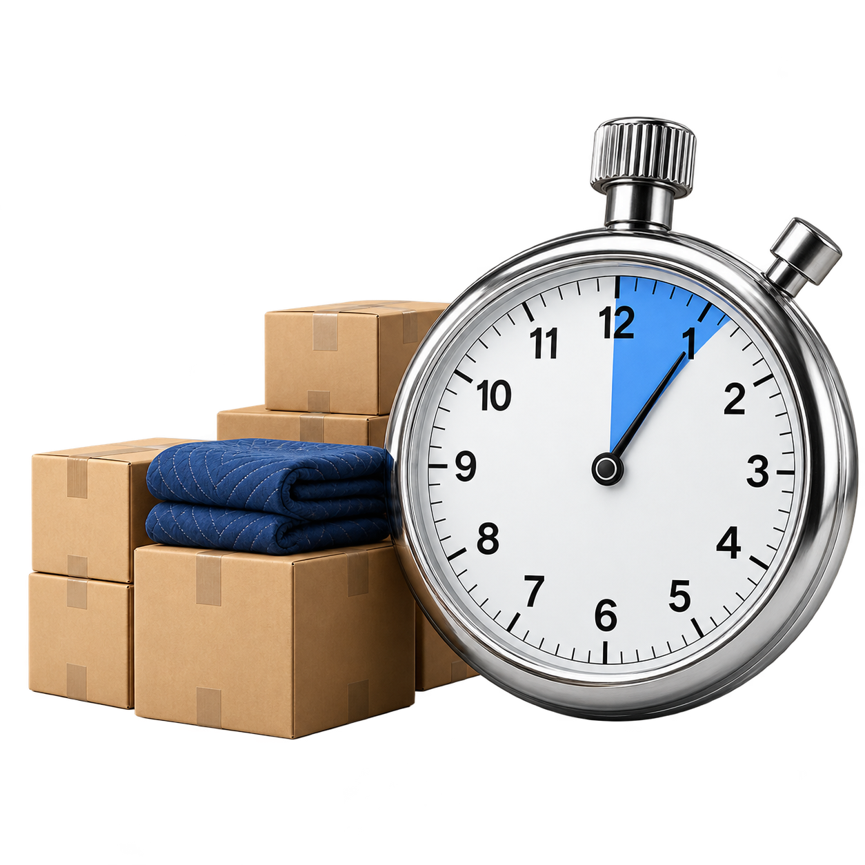 Last-minute moving service with truck and clock