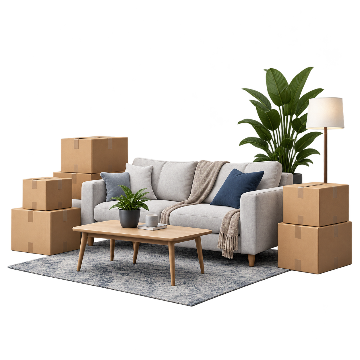 Residential moving crew loading furniture at a house