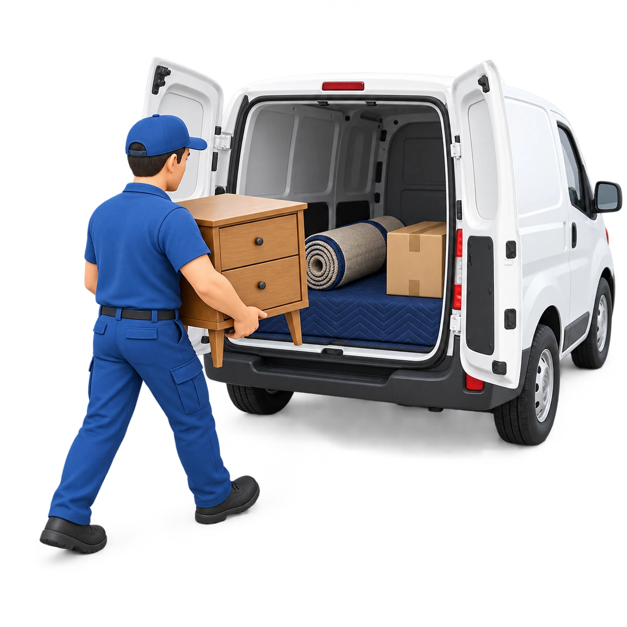 Small move with compact moving truck and furniture